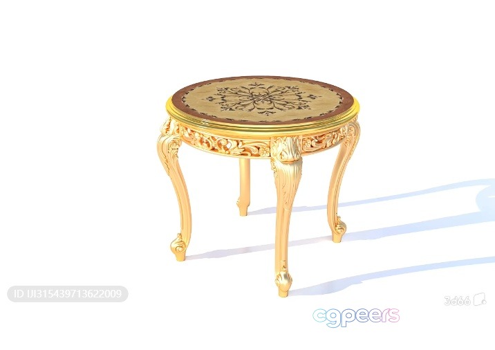 A Small Ornate Table With A Gold Finish 3D Model - 7824 - VRAY Render A Small Ornate Table With A Gold Finish 3D Model - 7824 - VRAY Render