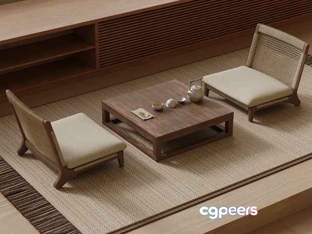 Simple Japanese Room 3D Model - 16541 - VRAY Render Simple Japanese Room 3D Model - 16541 - VRAY Render