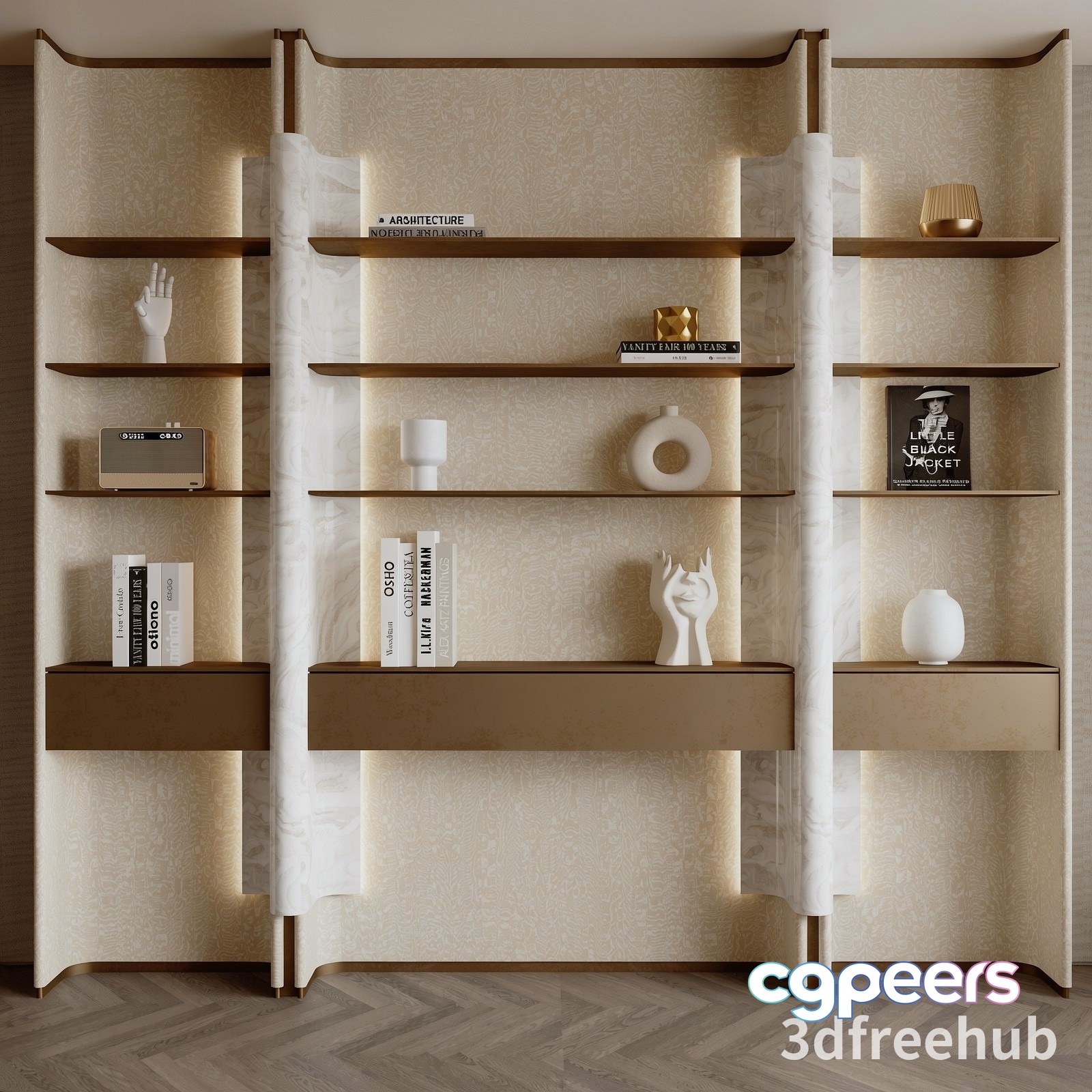 Modern Shelving Unit 3D Model - 23537 - VRAY Render Modern Shelving Unit 3D Model - 23537 - VRAY Render
