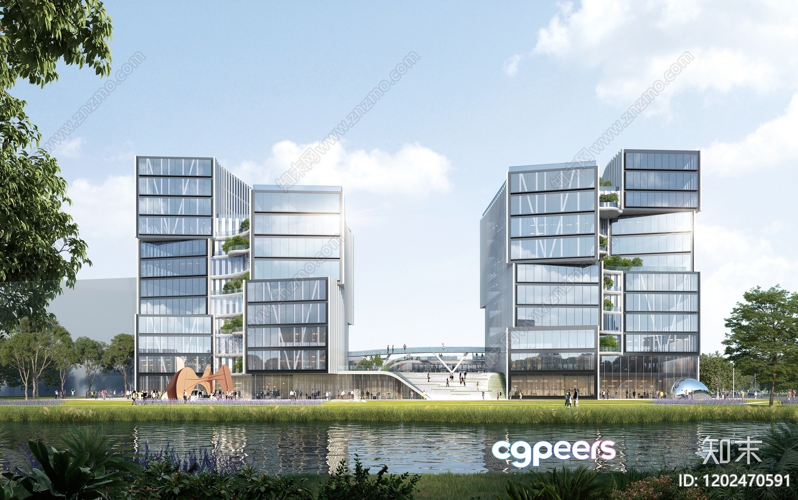 Modern Office Building 3D Model - 9997 - VRAY Render
