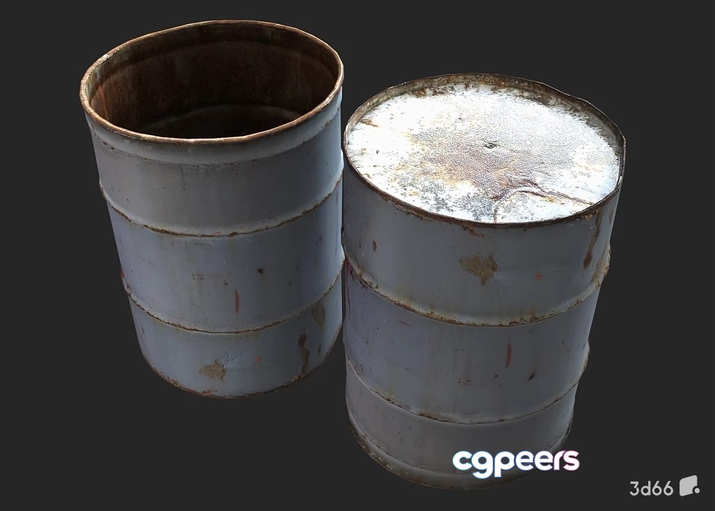 Two Metal Barrels 3D Model - 20181 - VRAY Render