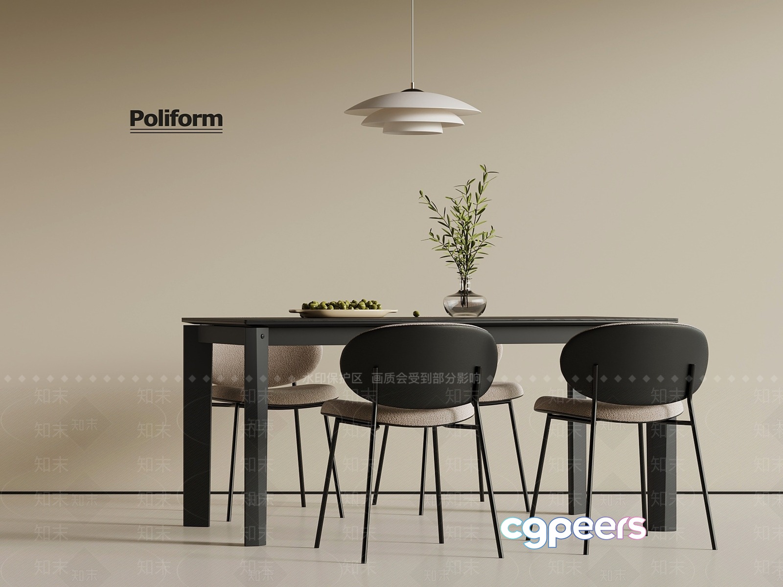 Modern Dining Table 3D Model - 14107 - VRAY Render Modern Dining Table 3D Model - 14107 - VRAY Render