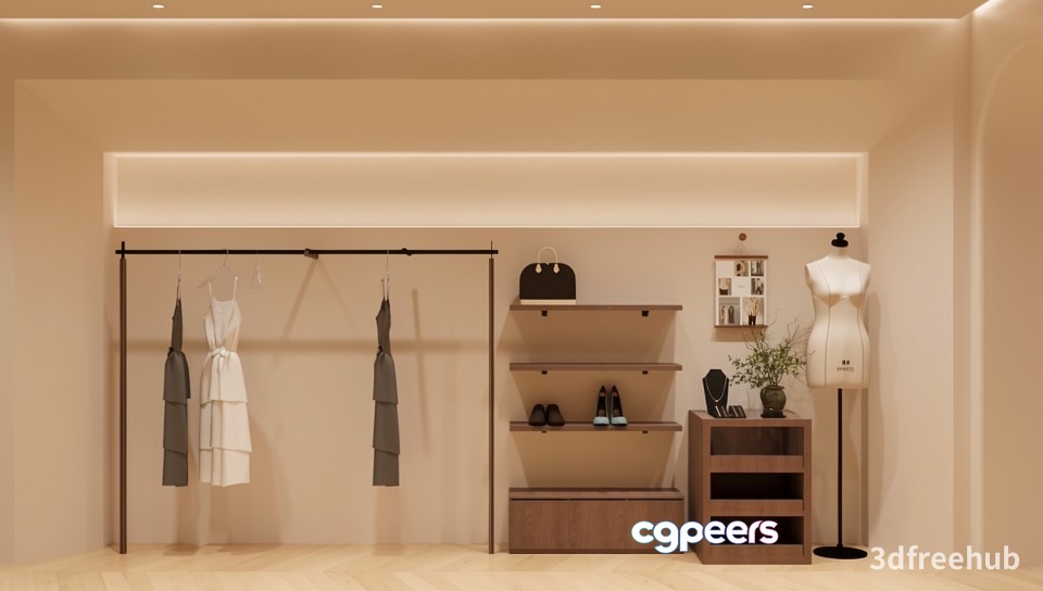 A 3D Rendering Of A Minimalist Dressing Room 3D Model - 20506 - VRAY Render