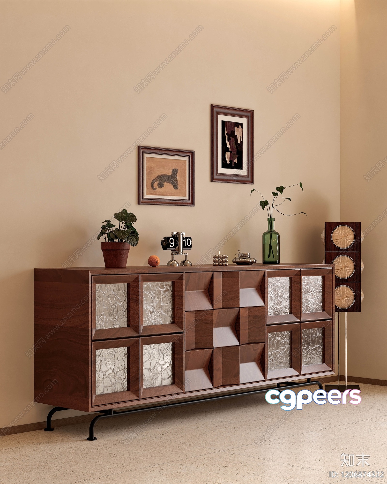 Mid-Century Modern Sideboard 3D Model - 15235 - VRAY Render Mid-Century Modern Sideboard 3D Model - 15235 - VRAY Render