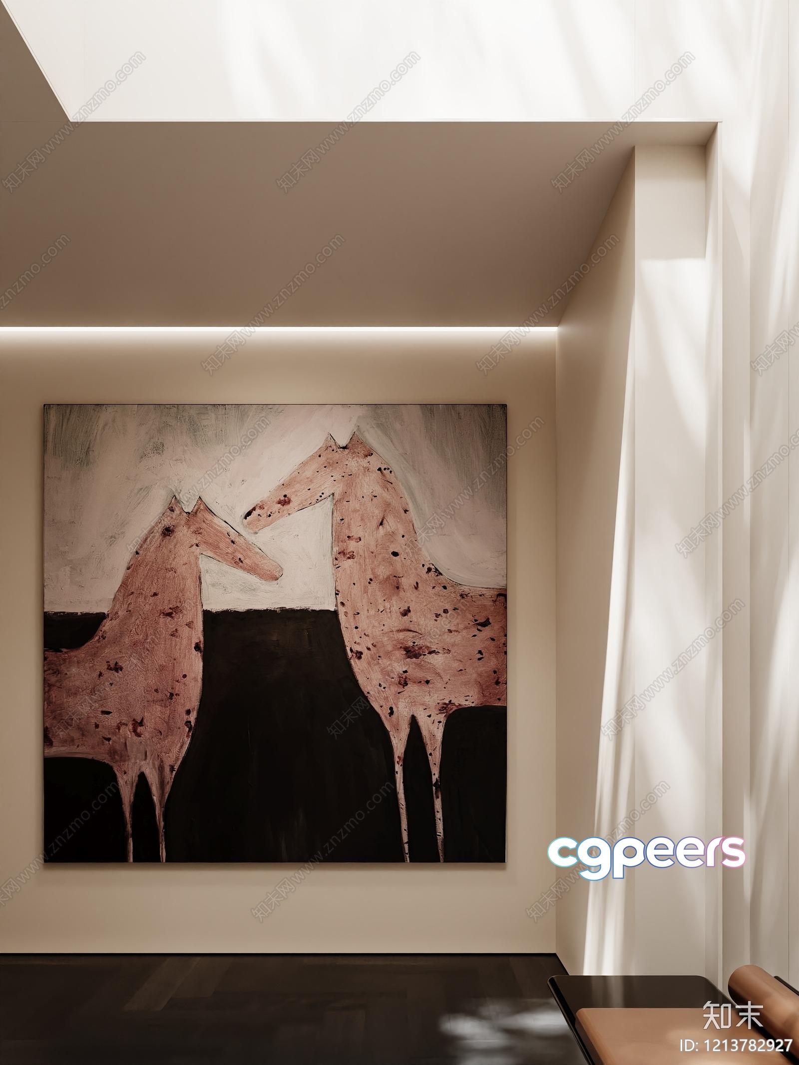 A Painting Of Two Giraffes 3D Model - 9894 - VRAY Render