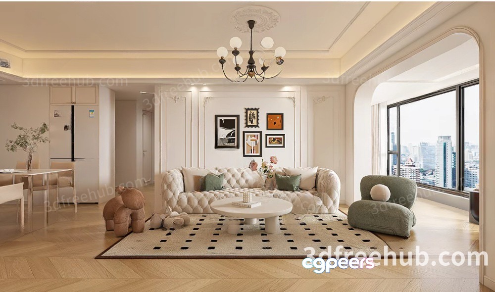 Modern Living Room 3D Model - 22608 - VRAY Render