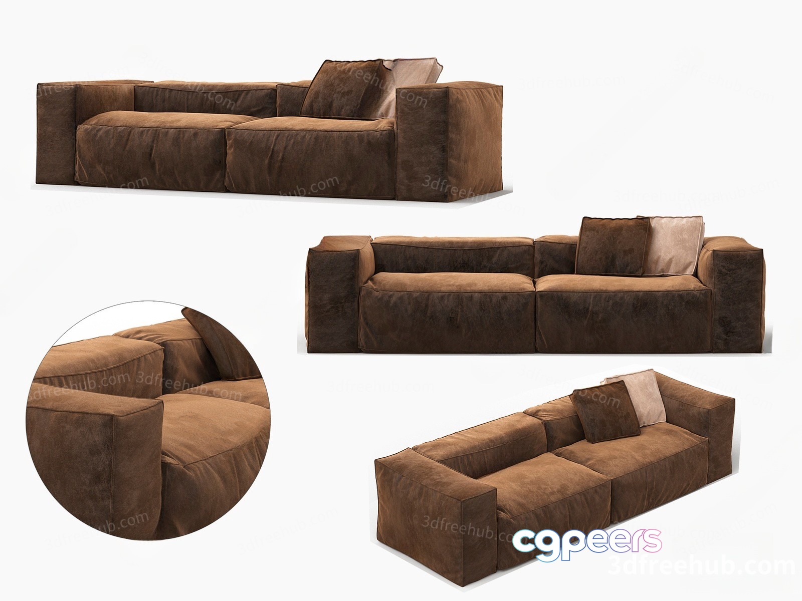 A Brown Couch 3D Model - 11523 - VRAY Render A Brown Couch 3D Model - 11523 - VRAY Render