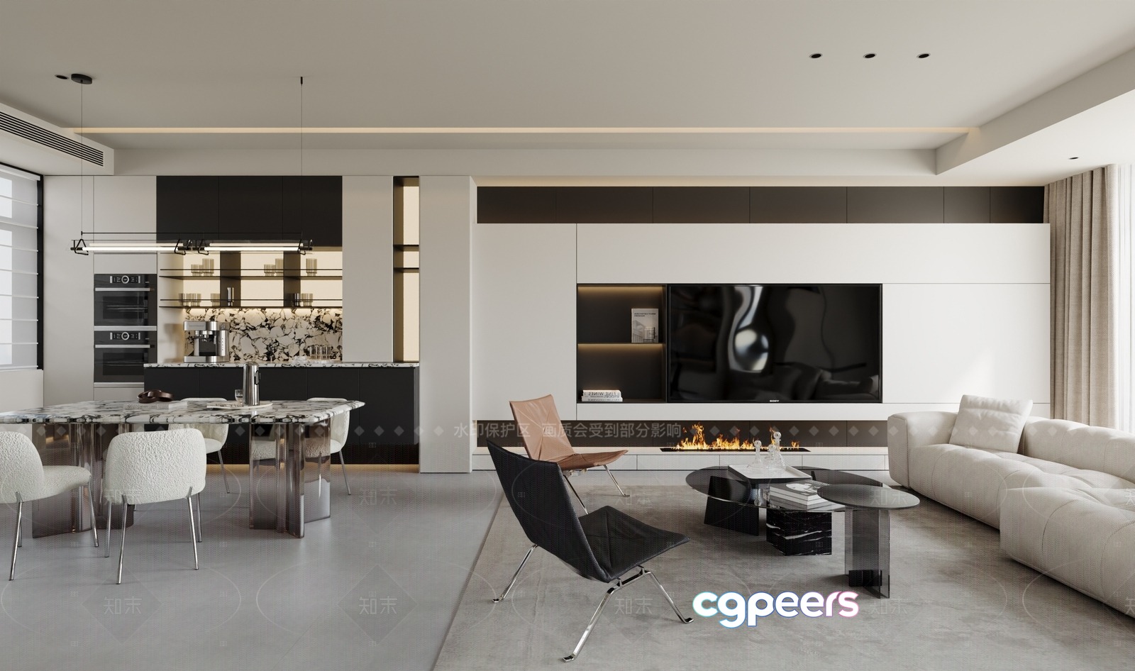 Modern Living Room 3D Model - 13725 - VRAY Render