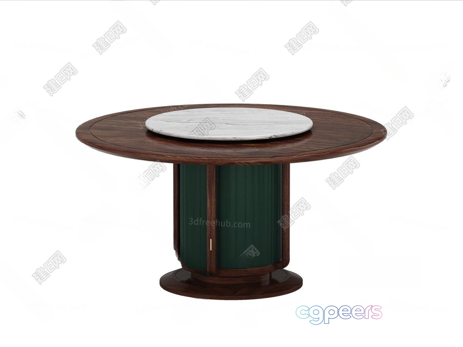A Round Table With A Marble Top 3D Model - 20586 - VRAY Render