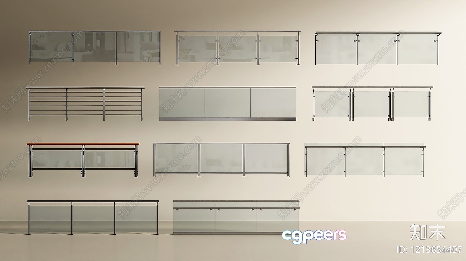 Glass And Metal Railings 3D Model - 13411 - VRAY Render Glass And Metal Railings 3D Model - 13411 - VRAY Render