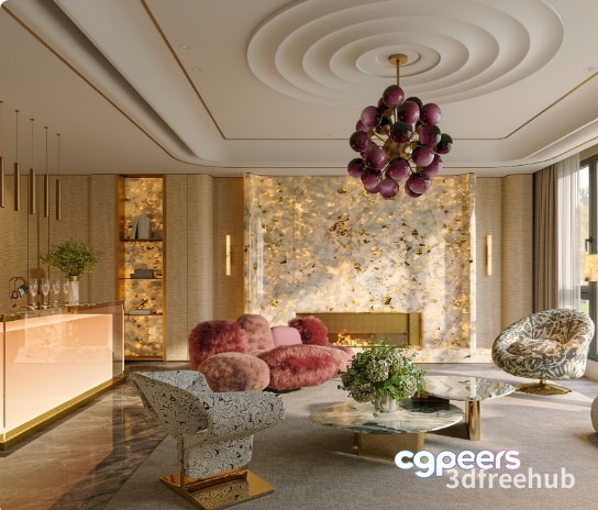 Modern Living Room 3D Model - 20841 - VRAY Render