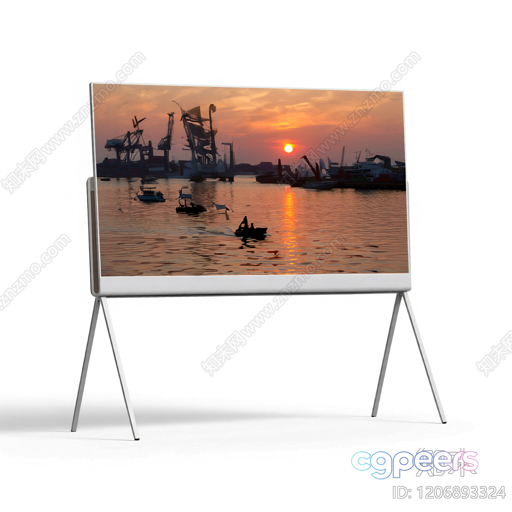 A Large Tv Screen With A Sunset Scene 3D Model - 19181 - VRAY Render