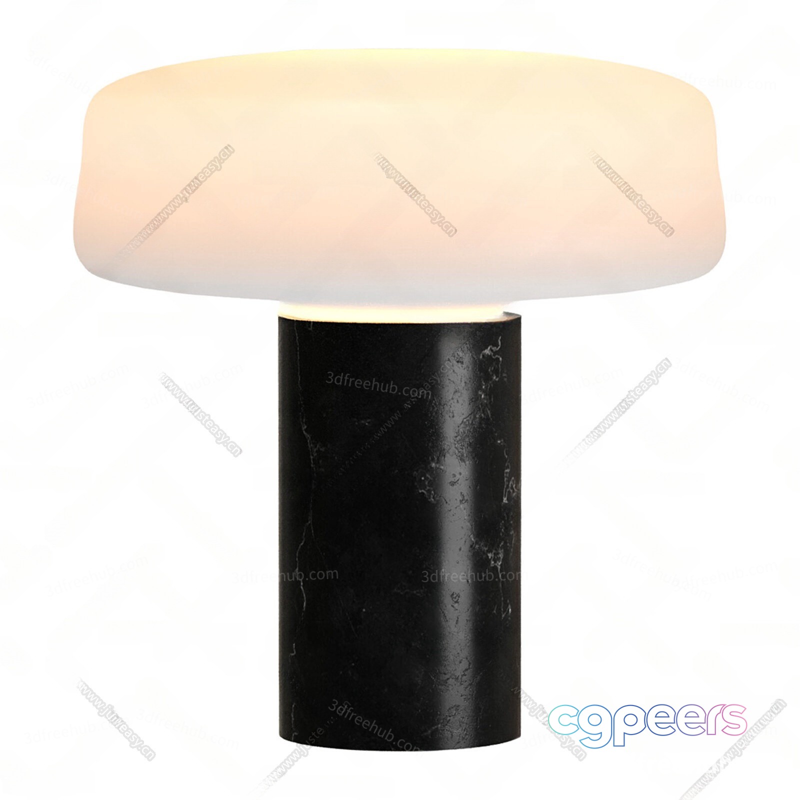 A Table Lamp With A Cylindrical Base And A Flat Rounded Shade 3D Model - 417 - VRAY Render