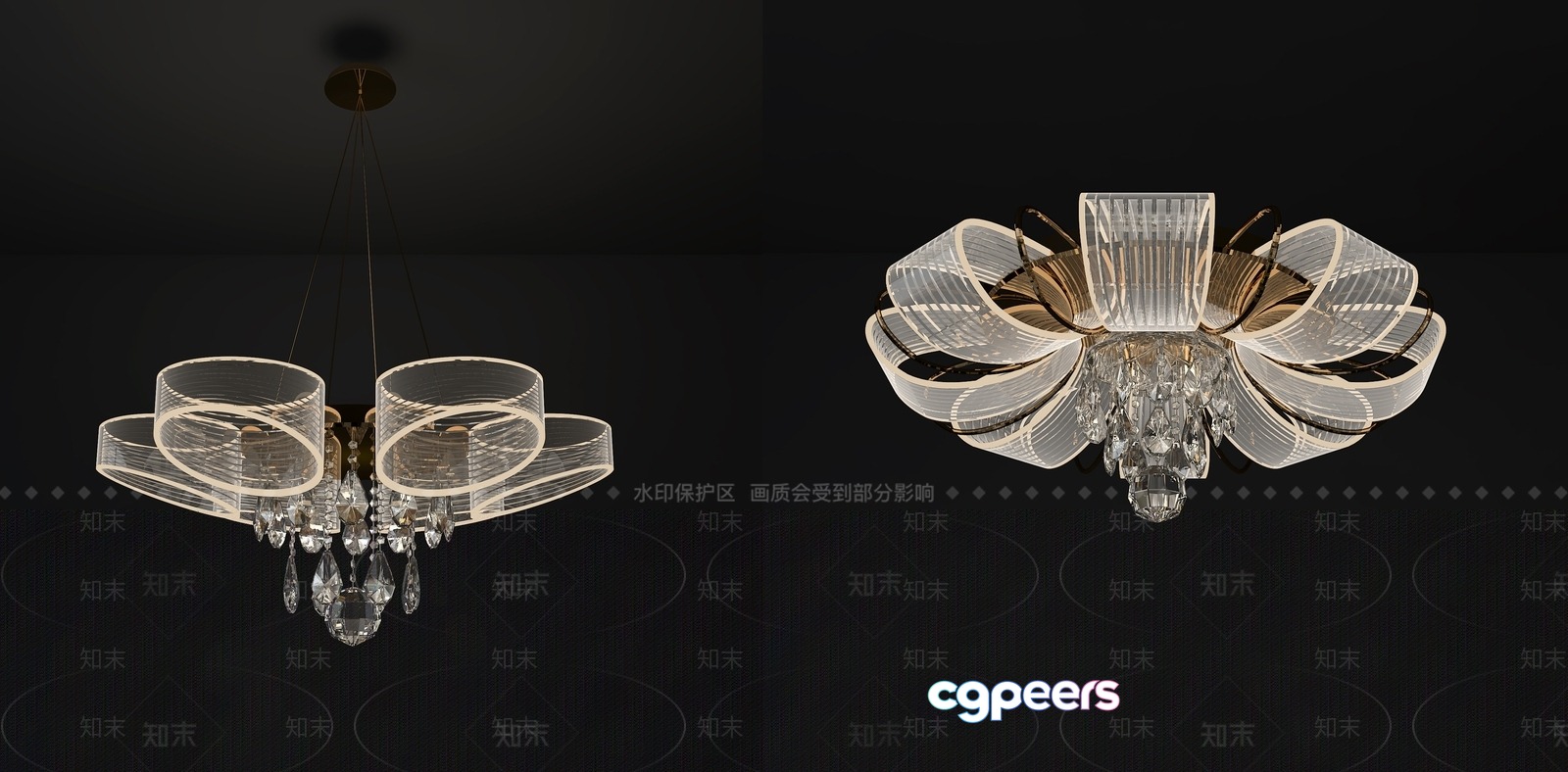Gold Light Fixture 3D Model - 3170 - VRAY Render