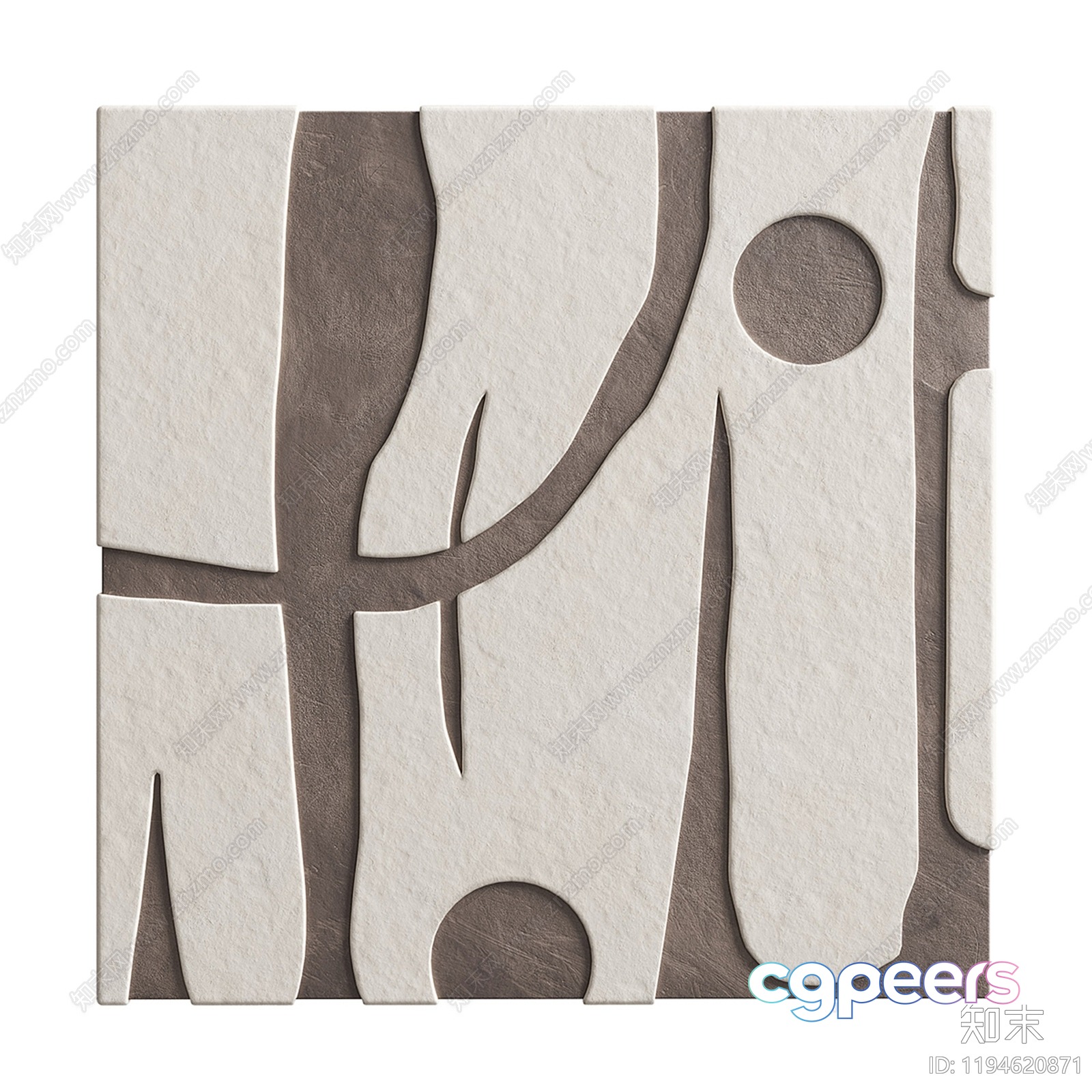 Abstract Beige And Brown Artwork 3D Model - 7426 - VRAY Render