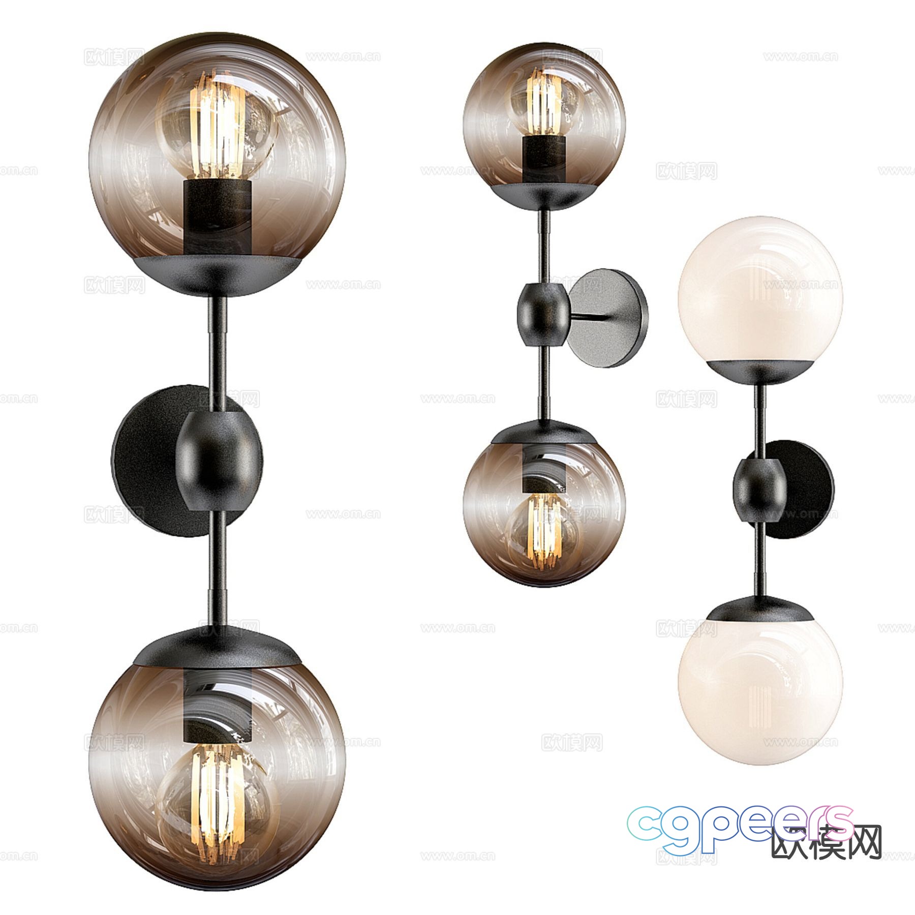 Light Fixture With Glass Globes 3D Model - 6490 - VRAY Render Light Fixture With Glass Globes 3D Model - 6490 - VRAY Render