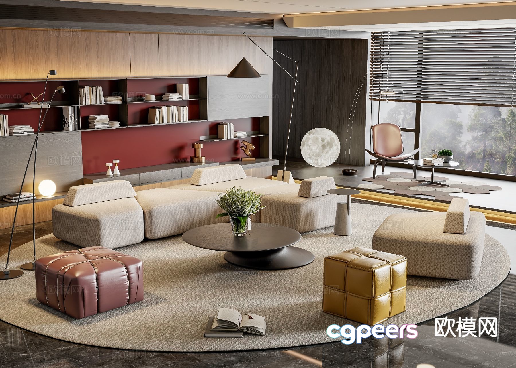 Modern Living Room 3D Model - 11138 - VRAY Render