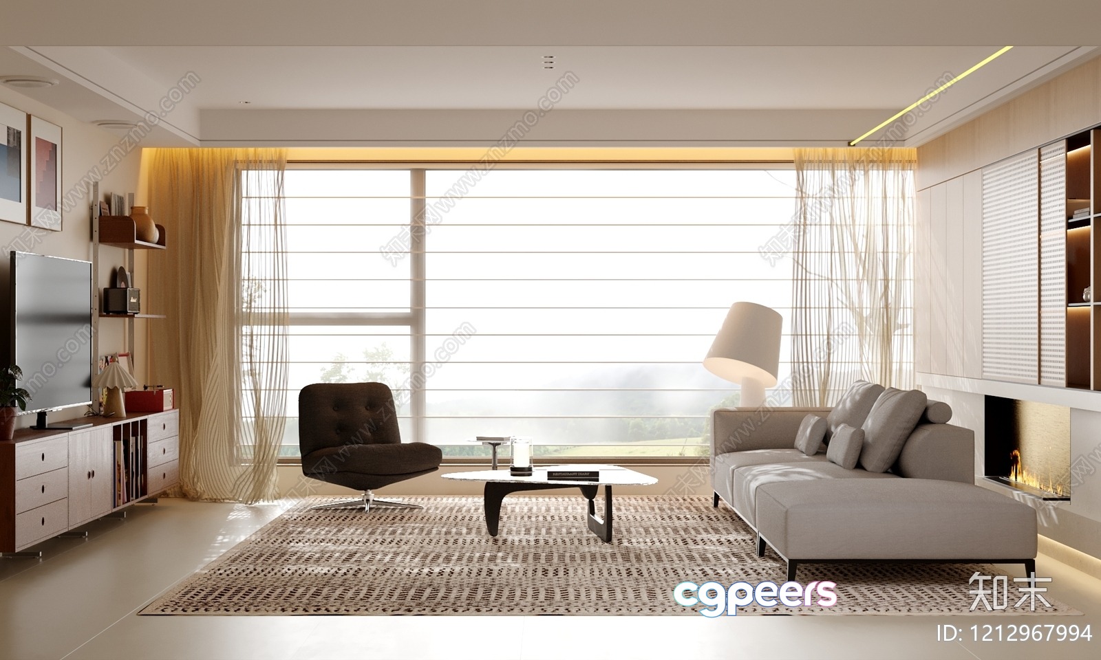 Modern Living Room 3D Model - 10943 - VRAY Render