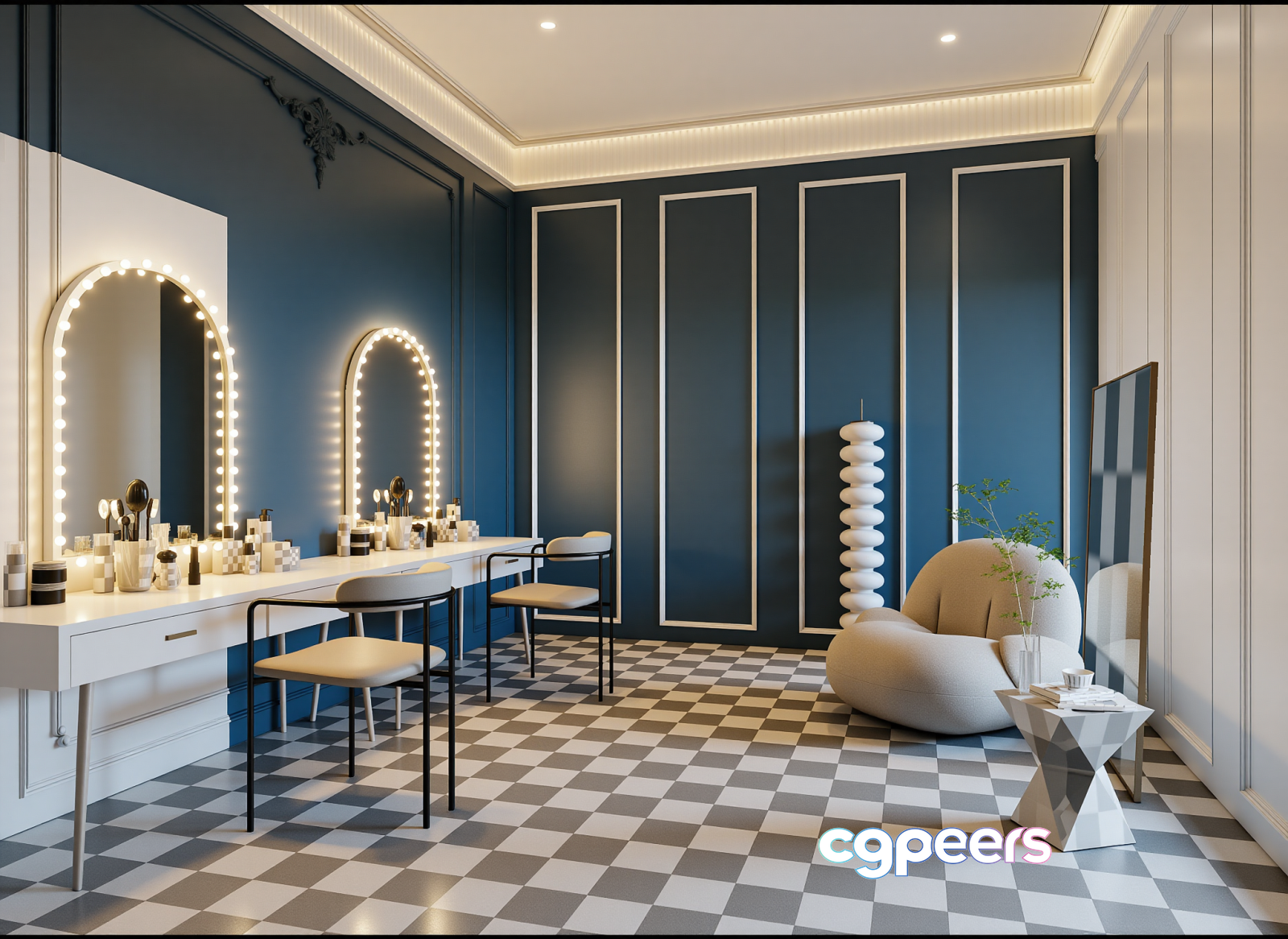 Modern Vanity Room 3D Model - 12565 - VRAY Render