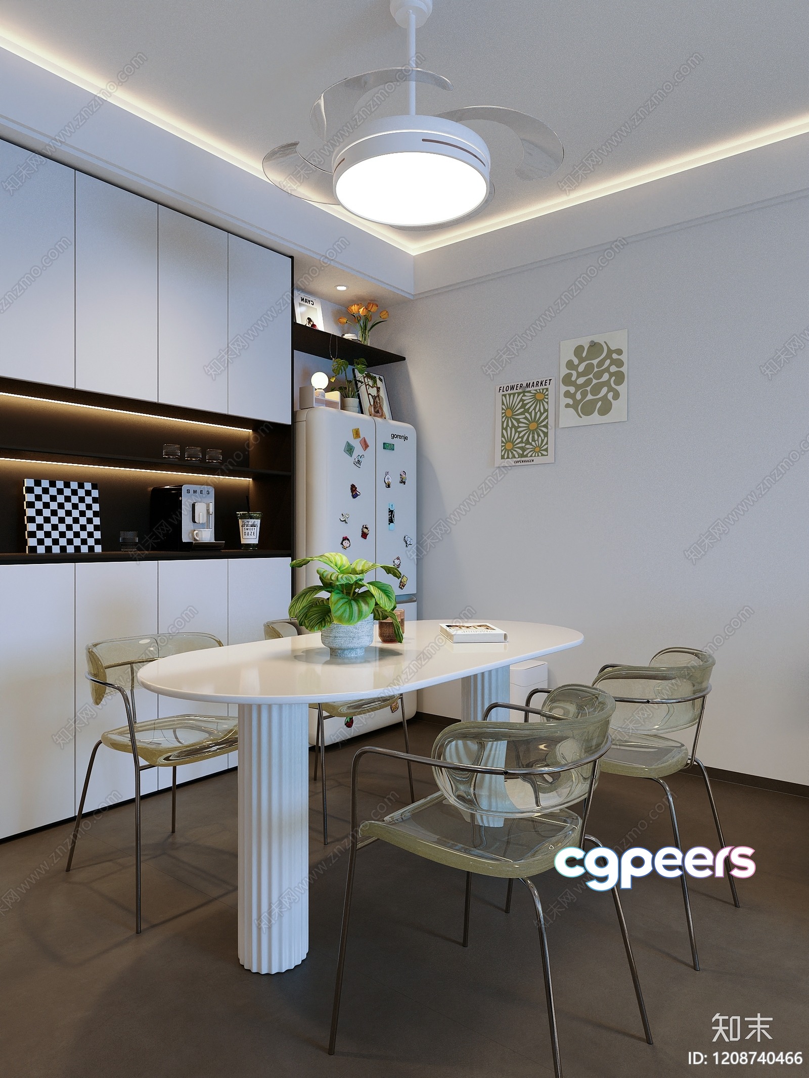 Modern Dining Area 3D Model - 2016 - VRAY Render