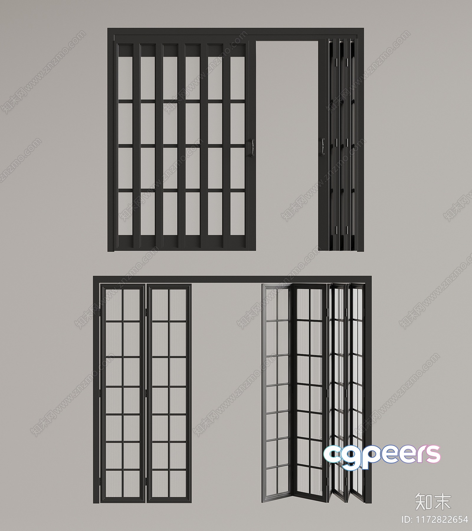 A Set Of Black Window Frames 3D Model - 8160 - VRAY Render A Set Of Black Window Frames 3D Model - 8160 - VRAY Render