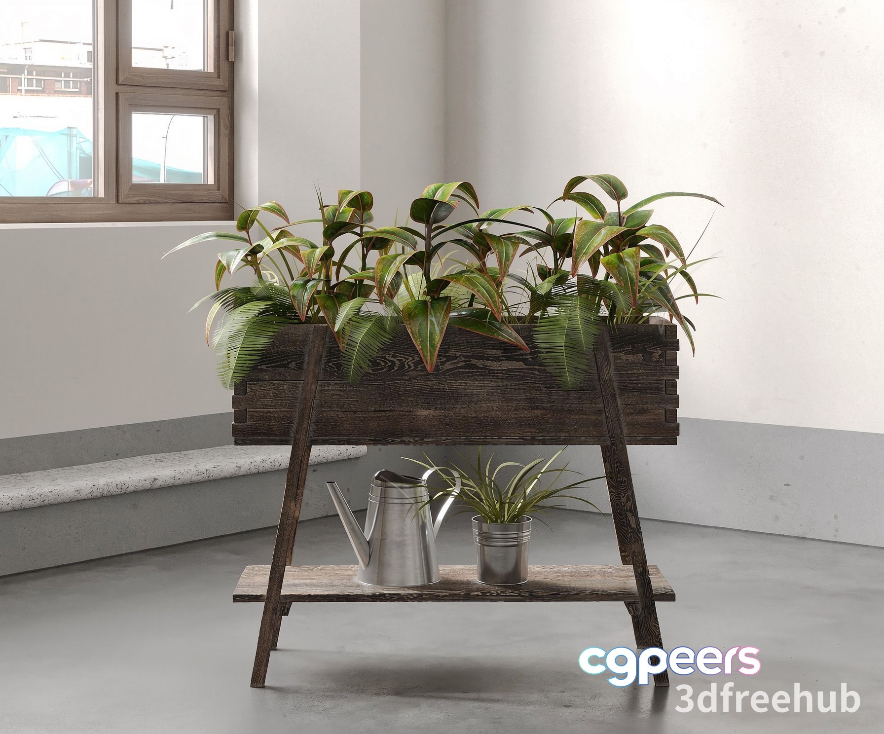 A Wooden Planter Box 3D Model - 5014 - VRAY Render