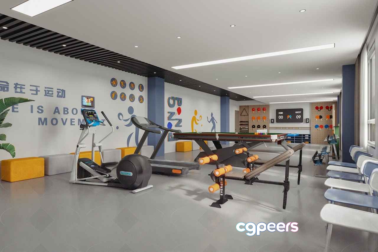 Modern Fitness Center 3D Model - 5200 - VRAY Render