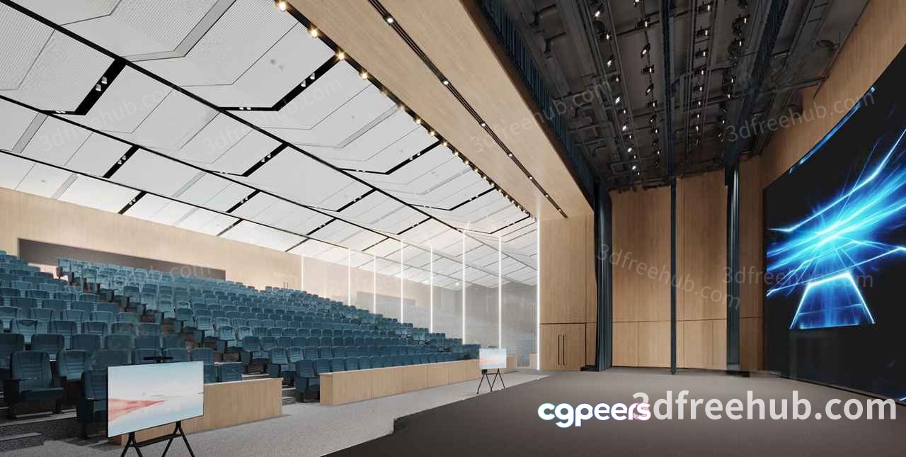 A Large Auditorium With A Stage 3D Model - 18898 - VRAY Render