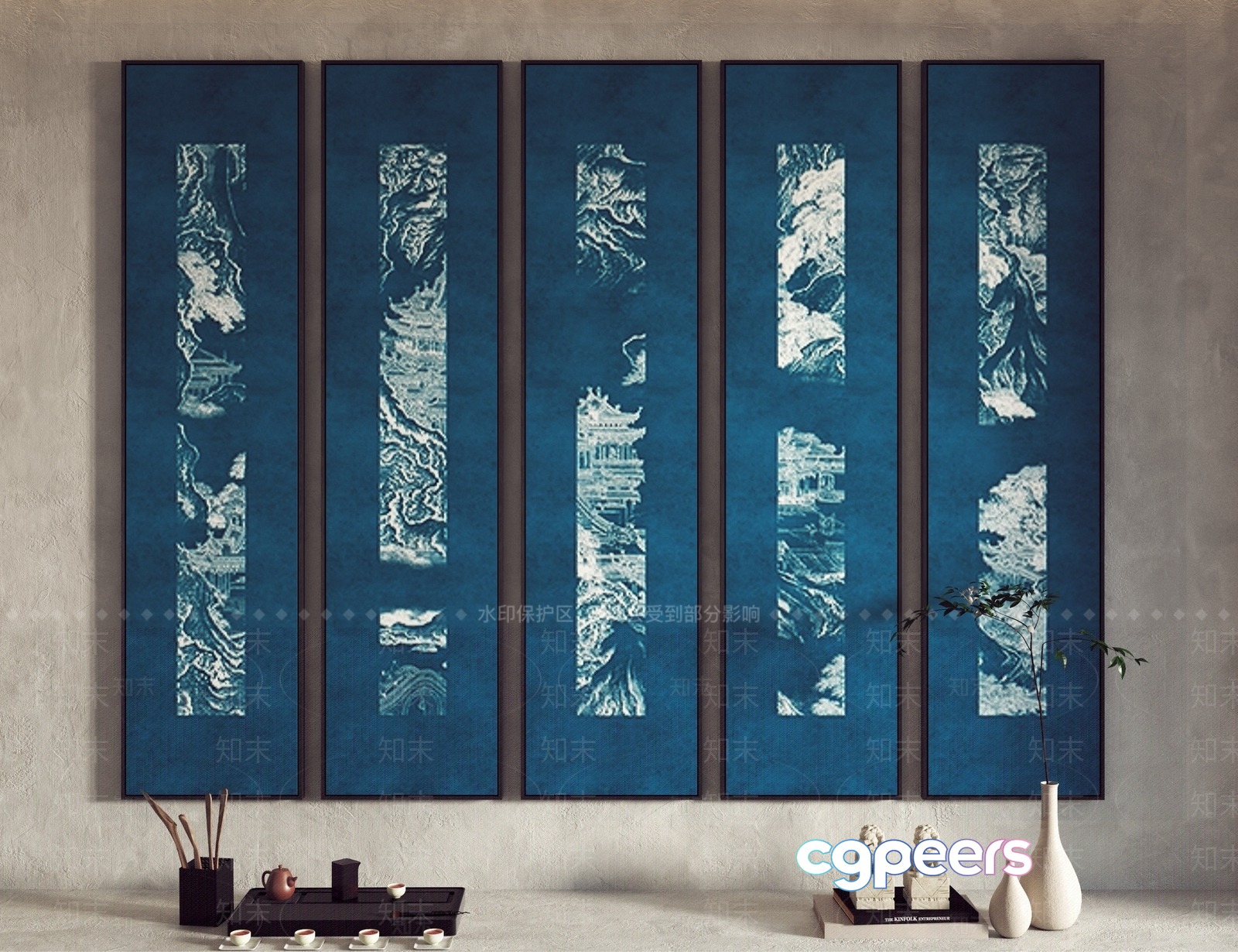 Modern Asian Artwork 3D Model - 8854 - VRAY Render