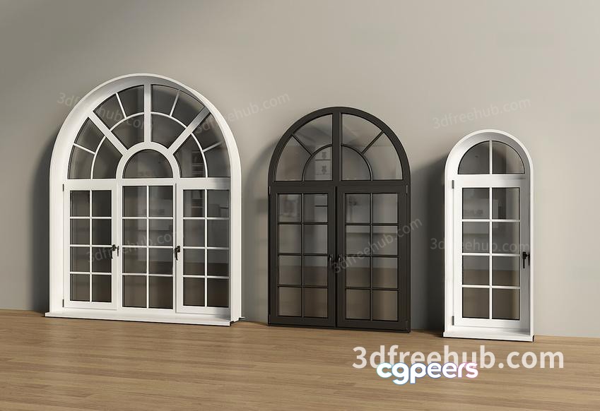 Three Free-Standing Glass Cabinets 3D Model - 22542 - VRAY Render