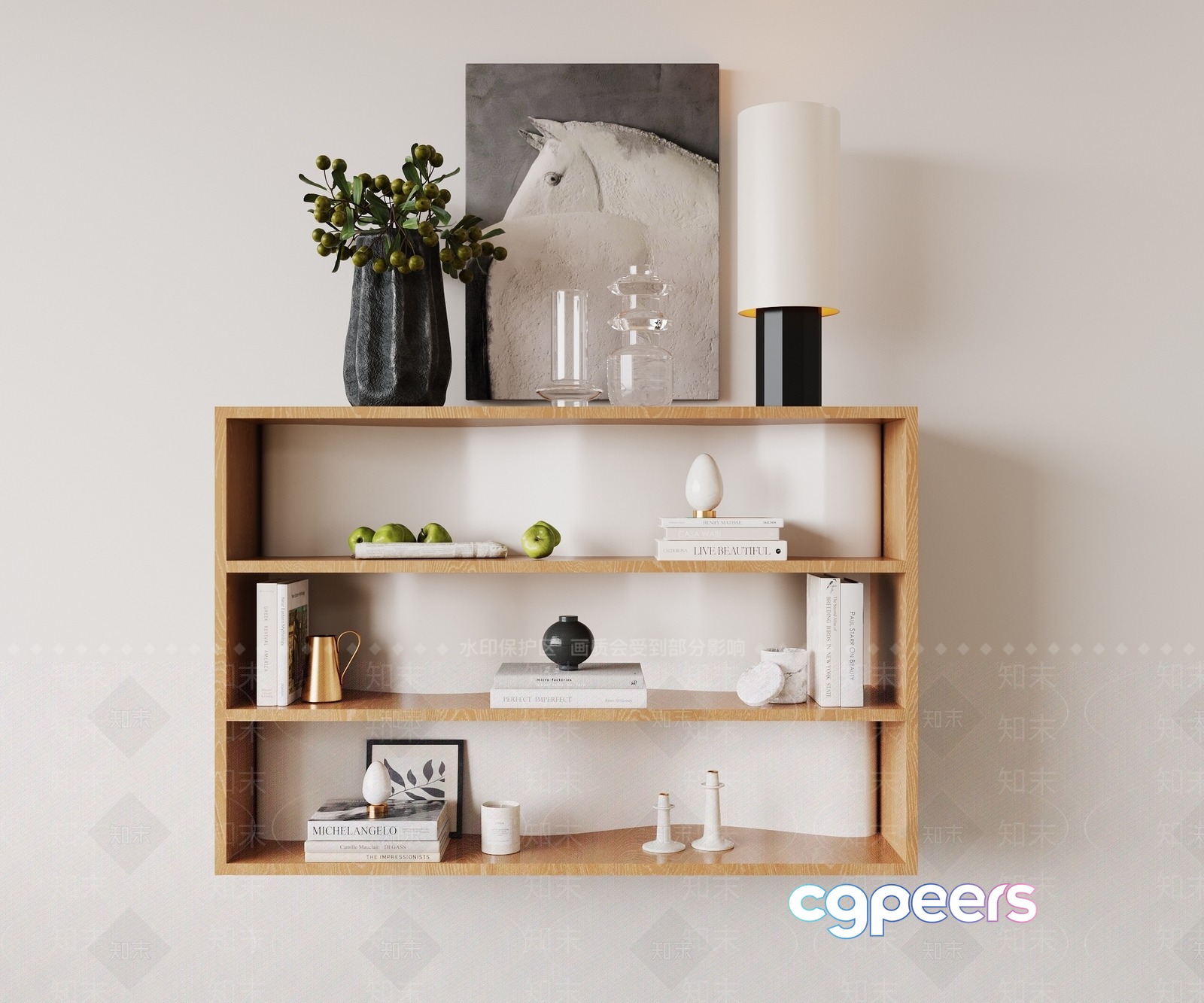 Minimalist Decorated Shelf 3D Model - 22342 - VRAY Render
