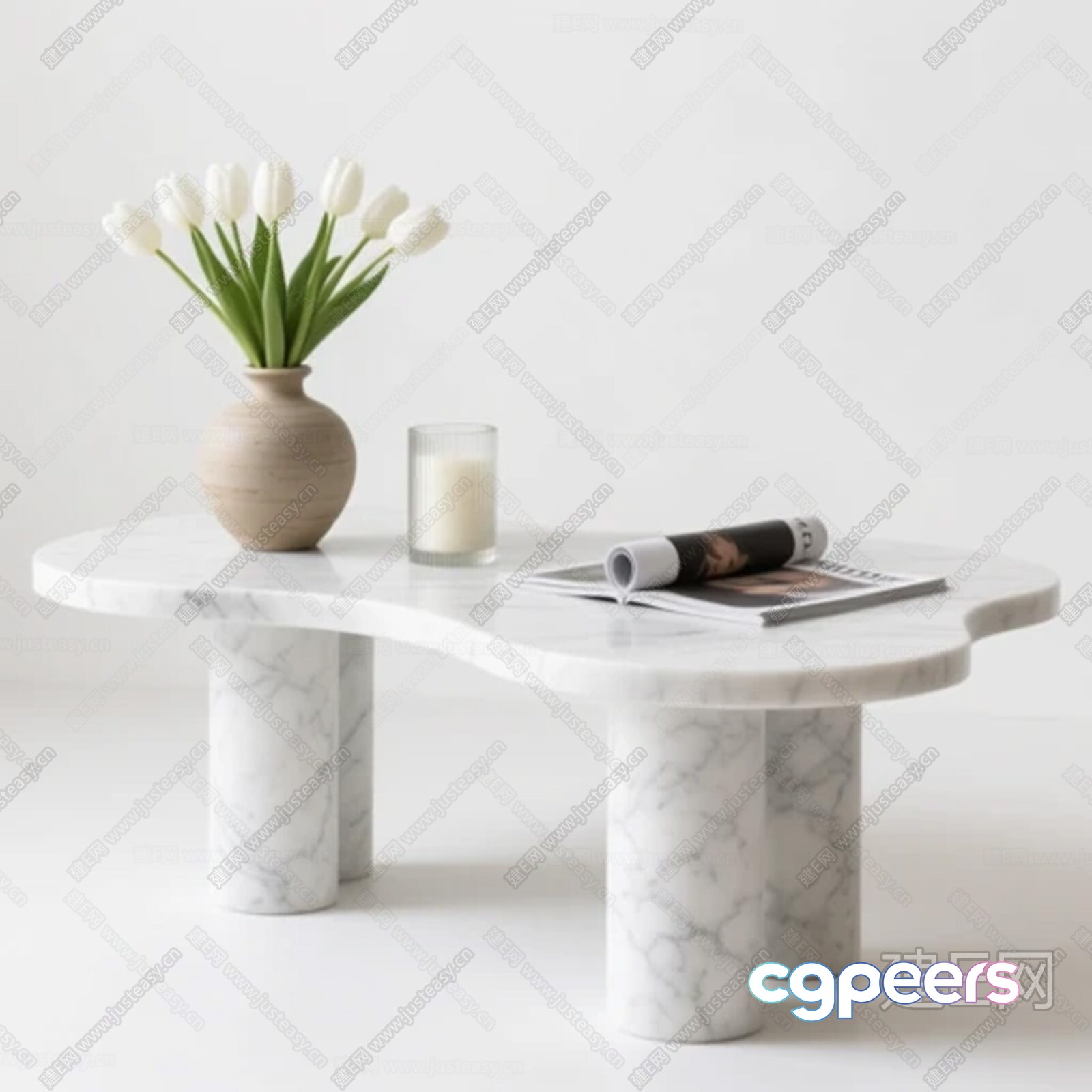 A White Marble Coffee Table 3D Model - 15969 - VRAY Render A White Marble Coffee Table 3D Model - 15969 - VRAY Render