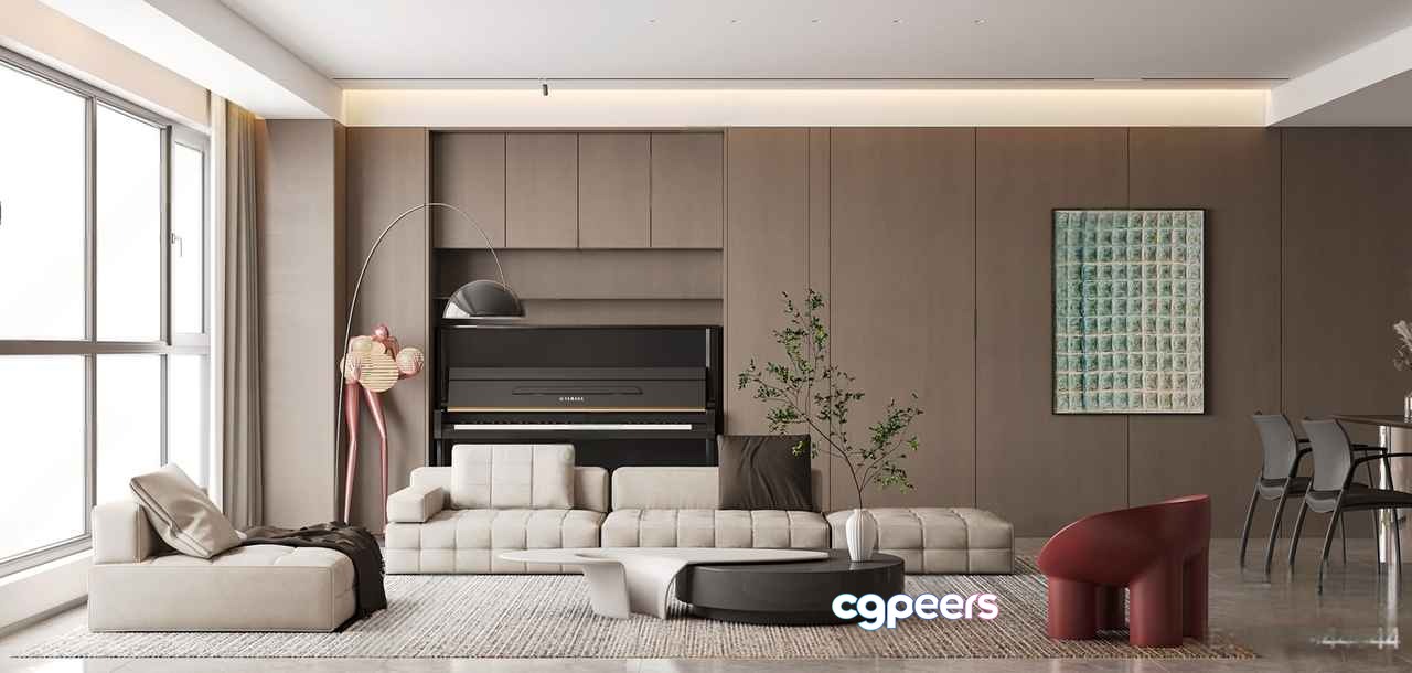 Modern Living Room 3D Model - 14542 - CORONA Render Modern Living Room 3D Model - 14542 - CORONA Render