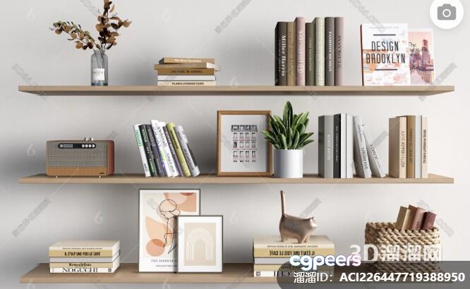 Home Decor Bookshelf 3D Model - 235 - VRAY Render