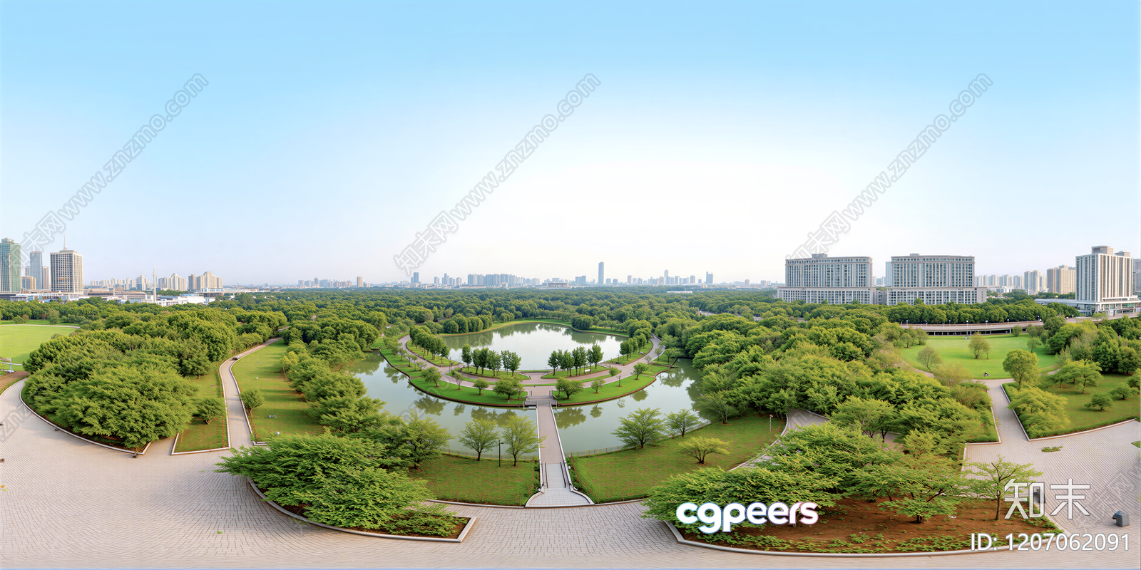 A City Park 3D Model - 3672 - VRAY Render