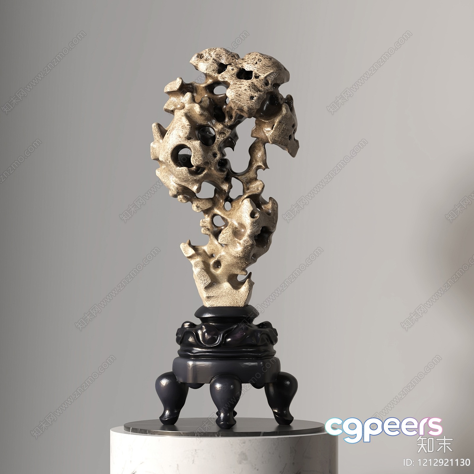 A Decorative Sculpture On A Stand 3D Model - 10621 - VRAY Render