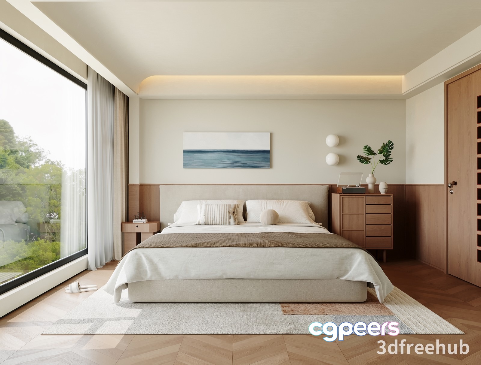 Modern Neutral Bedroom 3D Model - 19413 - VRAY Render