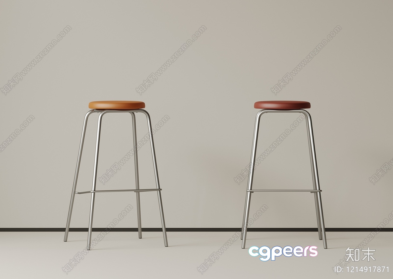 Two Bar Stools 3D Model - 11936 - VRAY Render Two Bar Stools 3D Model - 11936 - VRAY Render