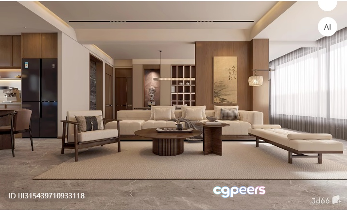 Modern Living Room 3D Model - 314 - VRAY Render