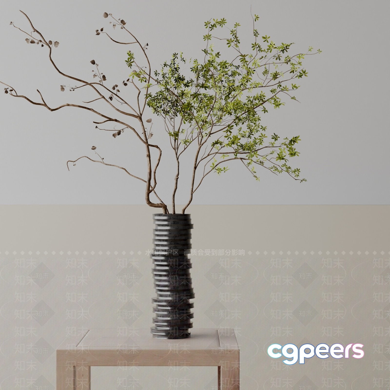 A Tall Gray Vase With A Unique Design 3D Model - 18792 - VRAY Render A Tall Gray Vase With A Unique Design 3D Model - 18792 - VRAY Render
