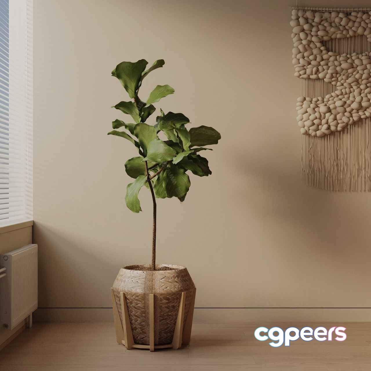 A Plant In A Woven Pot 3D Model - 16923 - VRAY Render