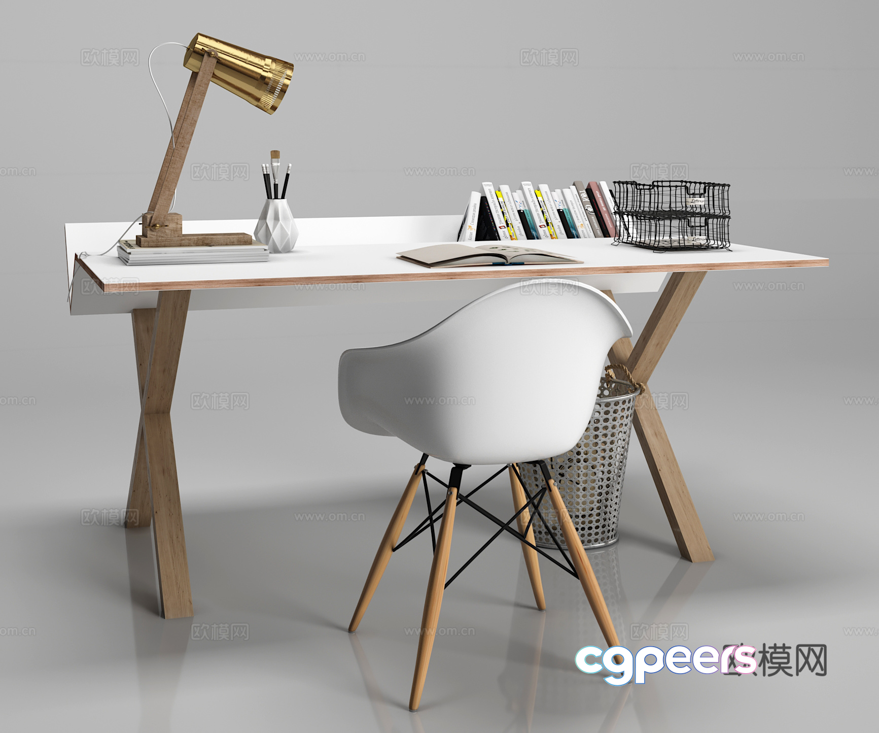 Modern Minimalist Desk Setup 3D Model - 9769 - VRAY Render Modern Minimalist Desk Setup 3D Model - 9769 - VRAY Render