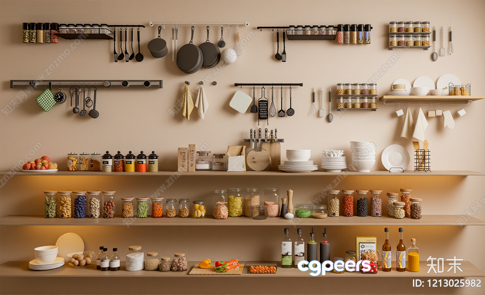 A Well-Organized Kitchen 3D Model - 3294 - VRAY Render