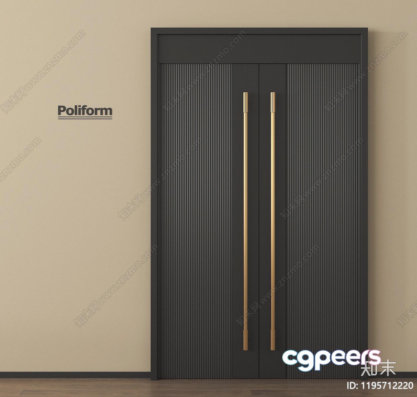 A Modern Door With Gold Handles 3D Model - 3694 - VRAY Render A Modern Door With Gold Handles 3D Model - 3694 - VRAY Render