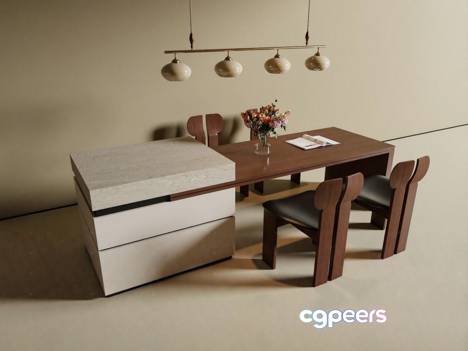 Modern Dining Room 3D Model - 1444 - VRAY Render