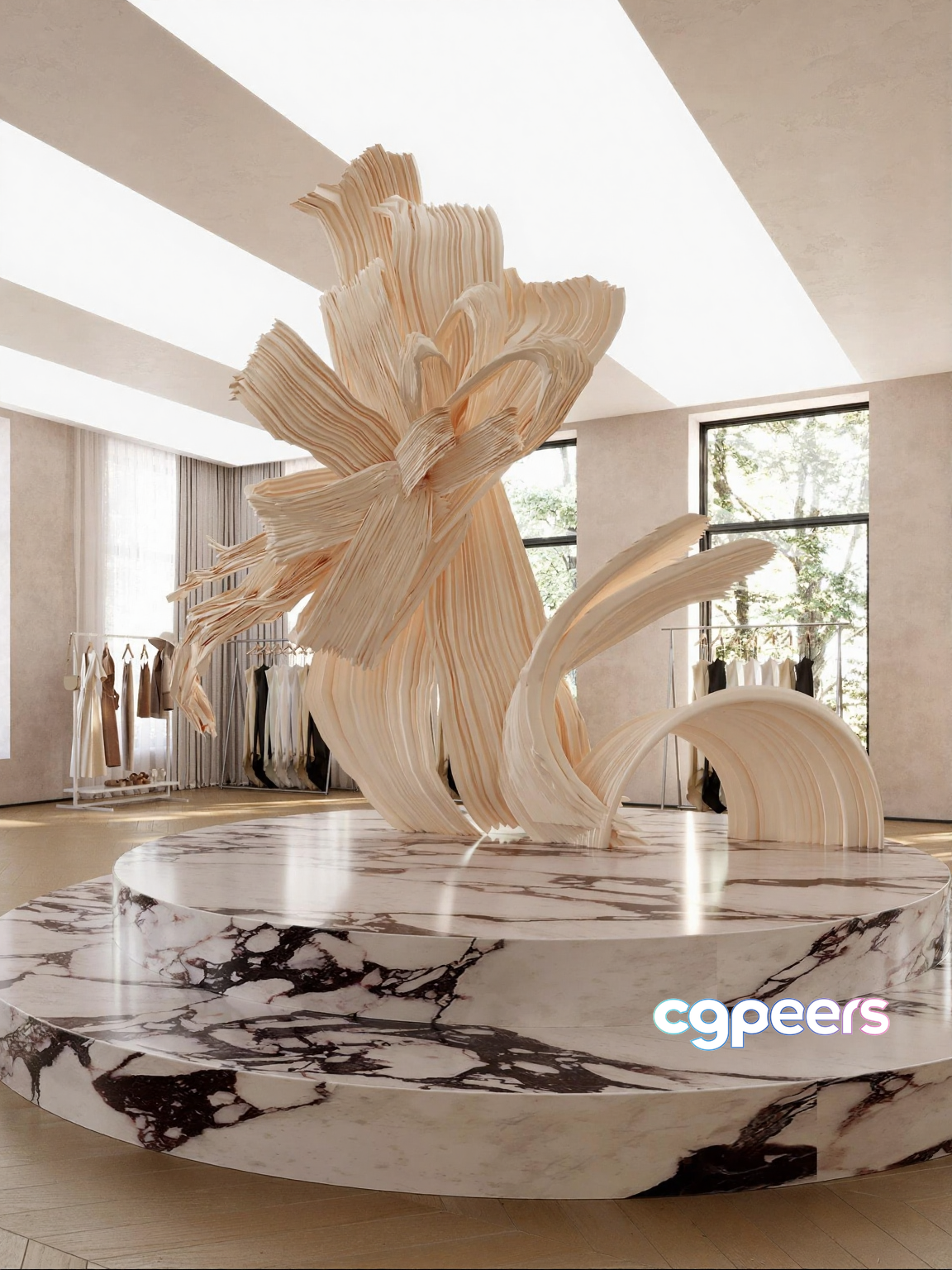 Modern White And Brown Sculpture 3D Model - 15865 - VRAY Render Modern White And Brown Sculpture 3D Model - 15865 - VRAY Render