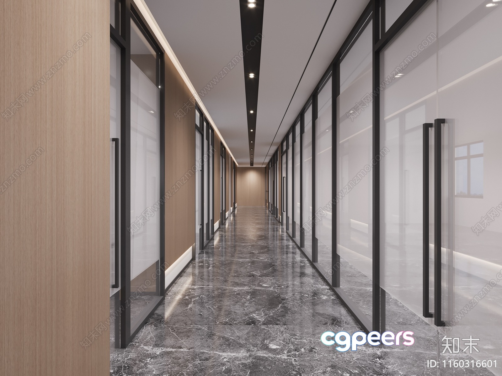 Modern Office Hallway 3D Model - 18371 - VRAY Render