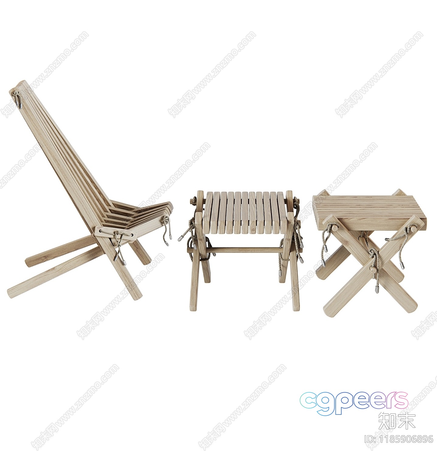 Wooden Folding Chair Set 3D Model - 5893 - CORONA Render Wooden Folding Chair Set 3D Model - 5893 - CORONA Render