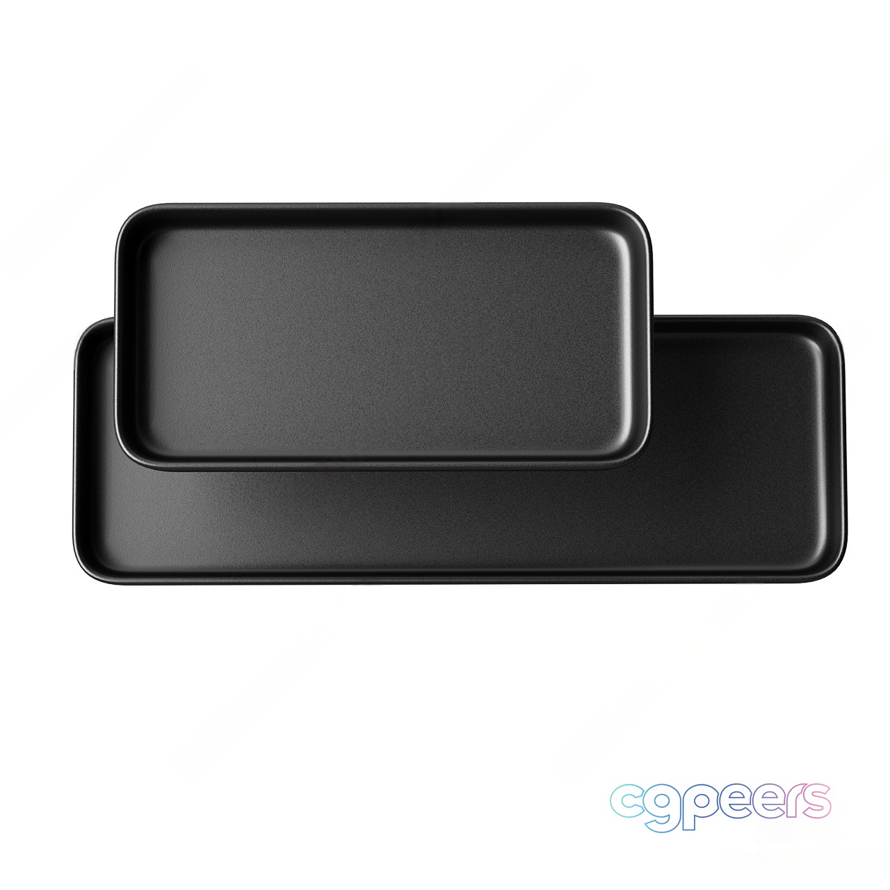 Two Black Trays 3D Model - 19034 - CORONA Render