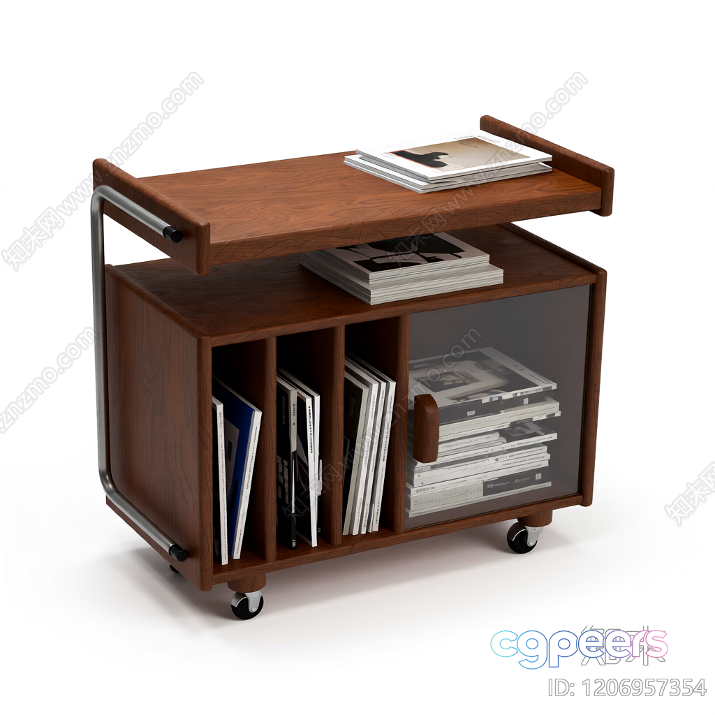 Mid-Century Modern Book Cart 3D Model - 18518 - VRAY Render